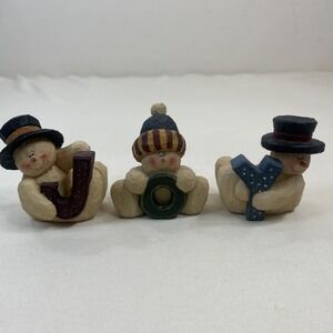 Set of 3 Christmas Holiday Snowman Figurines JOY Letters J - O - Y Resin 3 inch